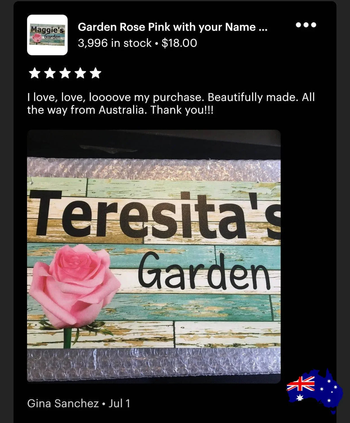 Garden Rose Pink Personalised Custom Sign - The Renmy Store Homewares & Gifts