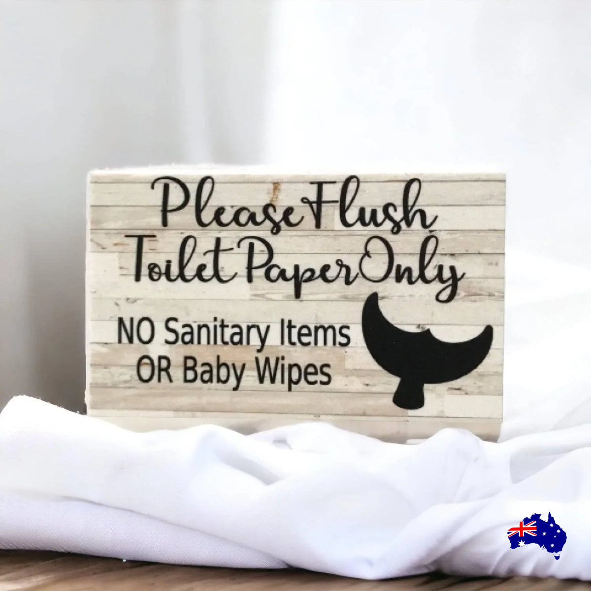 Flush Toilet Paper Only No Sanitary Baby Wipes Whale Sign - The Renmy Store Homewares & Gifts