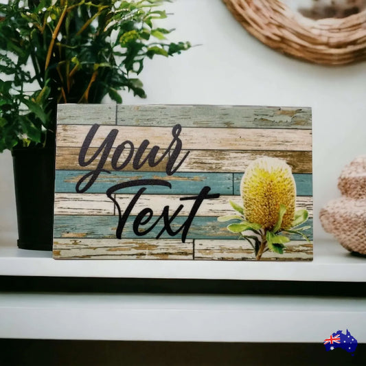 Banksia Flower Custom Personalised Blue Sign - The Renmy Store Homewares & Gifts