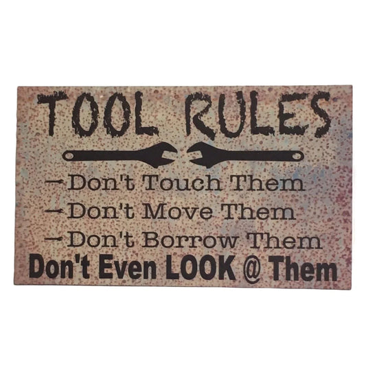 Tool Rules Man Shed Metal Style Sign - The Renmy Store Homewares & Gifts