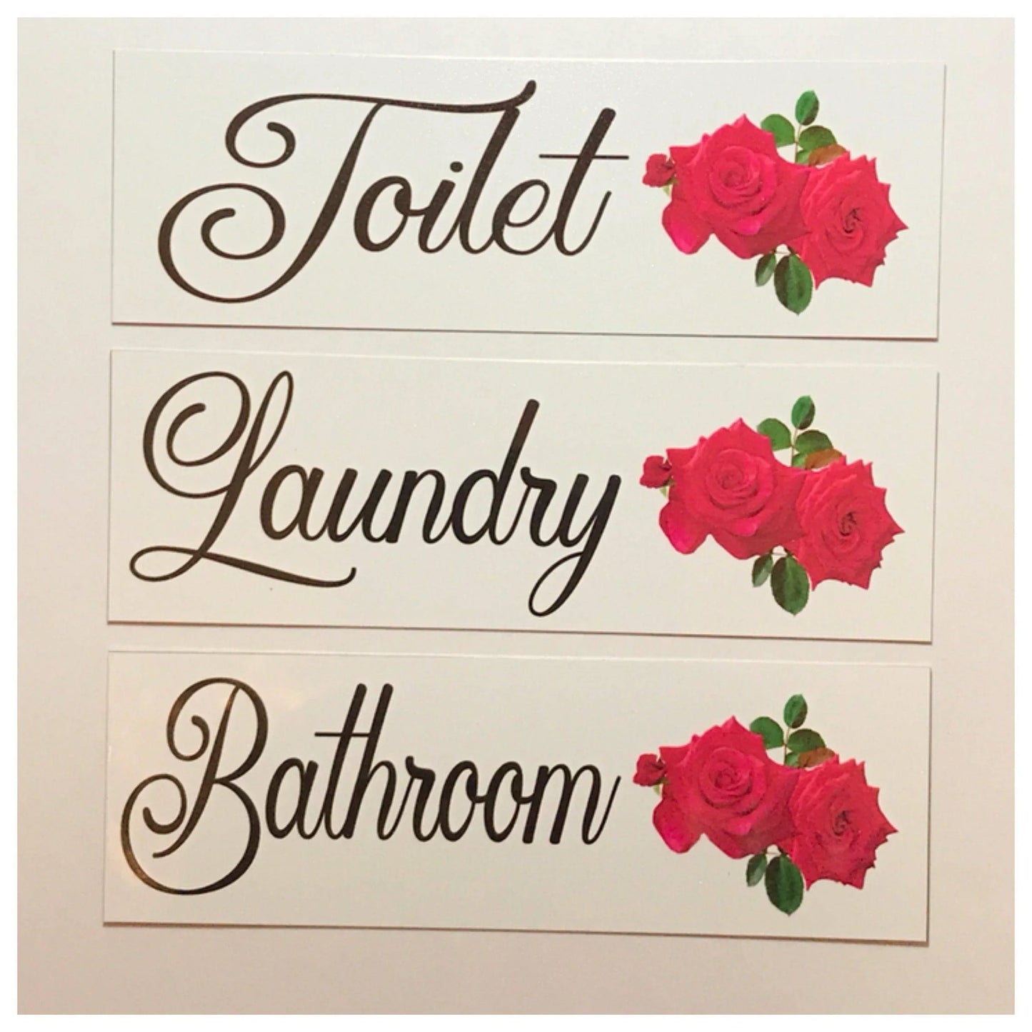 Red Rose Door Room Sign Toilet Laundry Bathroom - The Renmy Store Homewares & Gifts