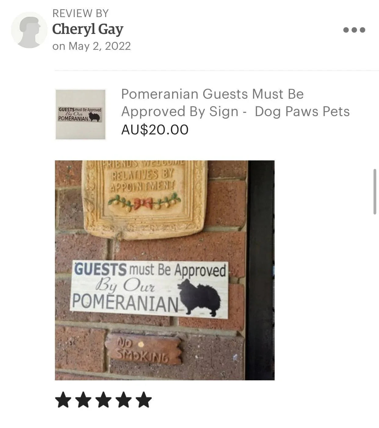 Pomeranian Dog Guests Must Be Approved By Our Sign - The Renmy Store Homewares & Gifts