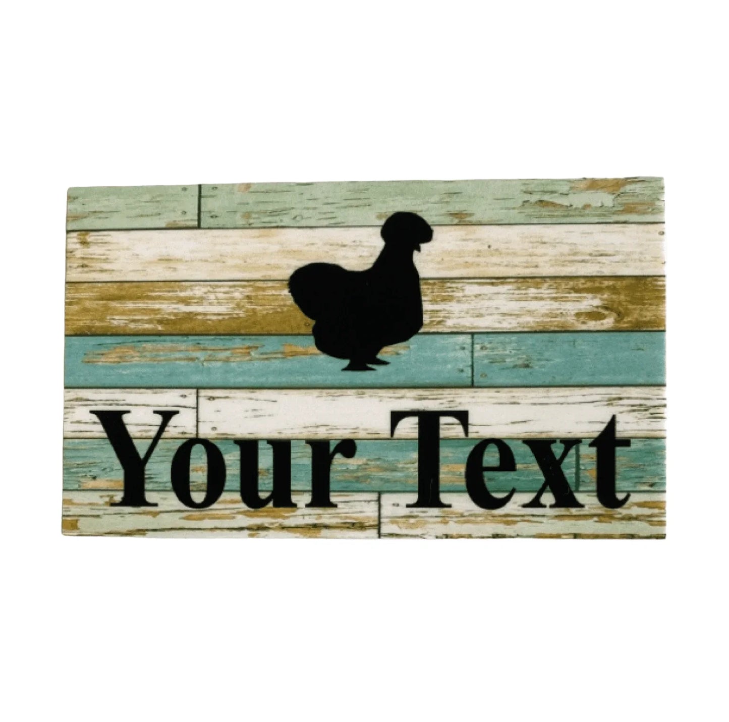 Silkie Chicken Custom Personalised Sign Rustic Blue - The Renmy Store Homewares & Gifts