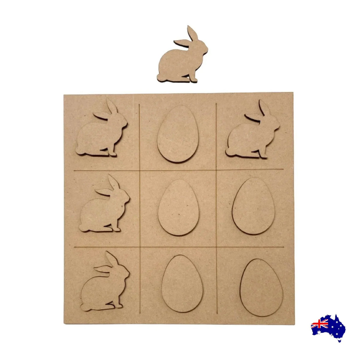 Tic Tac Toe Noughts Crosses Wood DIY Craft Rabbit Egg - The Renmy Store Homewares & Gifts