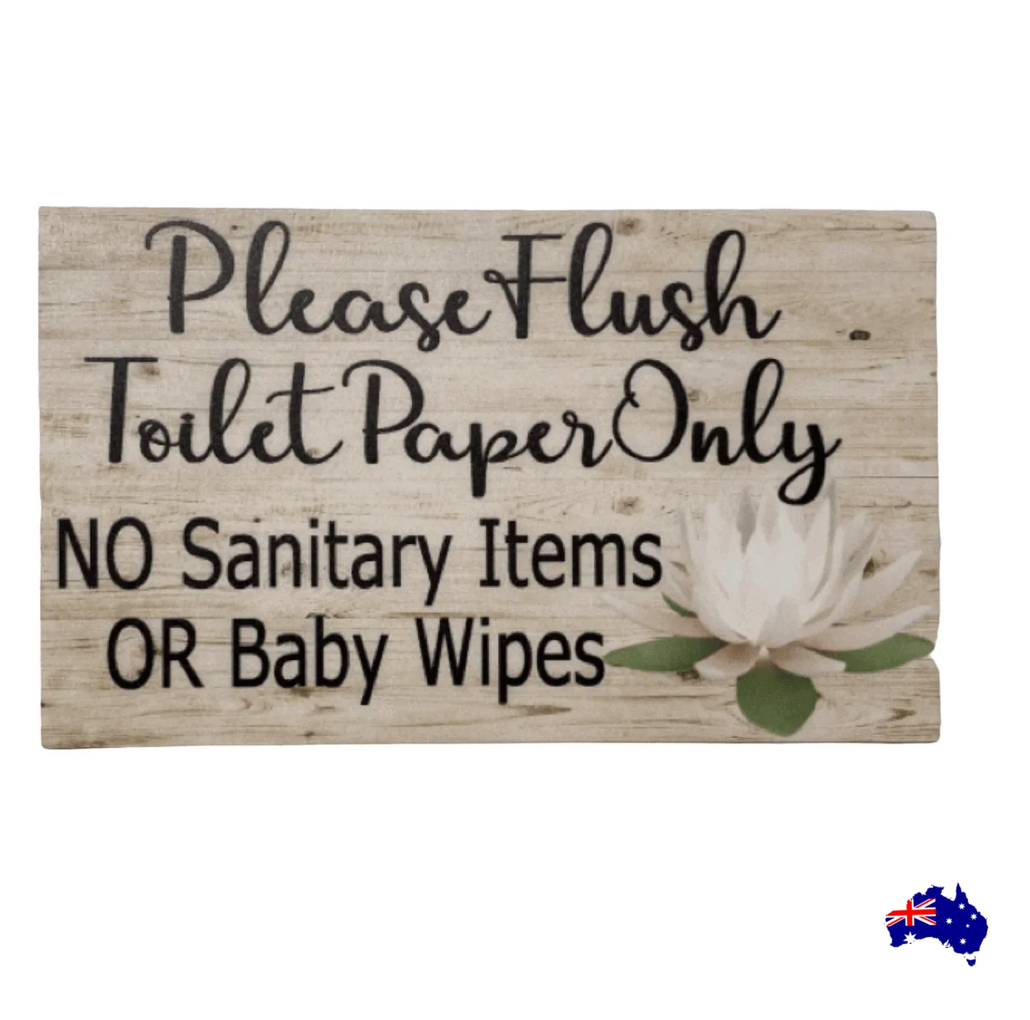 Flush Toilet Paper Only No Sanitary Baby Wipes Lotus Sign - The Renmy Store Homewares & Gifts
