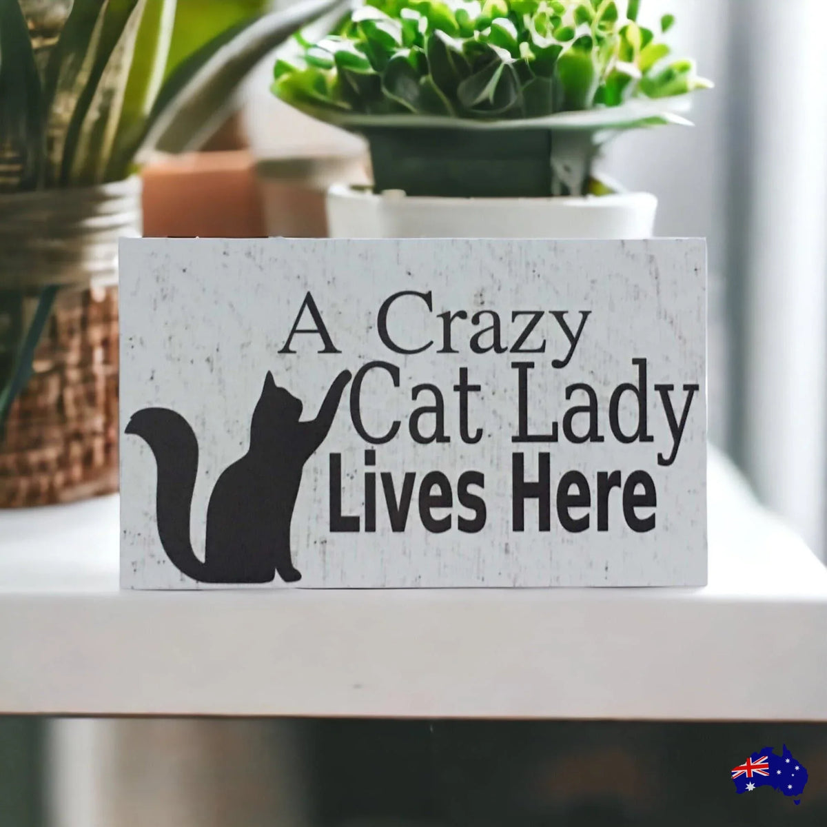 Crazy Cat Lady Lives Here Sign - The Renmy Store Homewares & Gifts