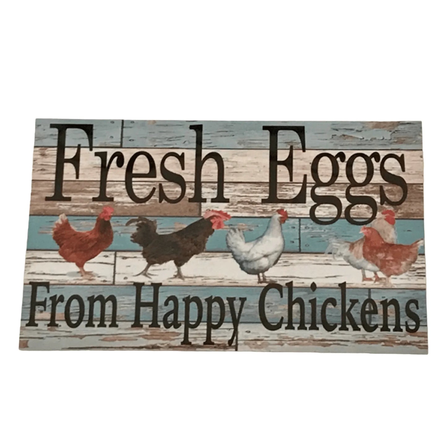 Fresh Eggs From Happy Chickens Blue Sign - The Renmy Store Homewares & Gifts