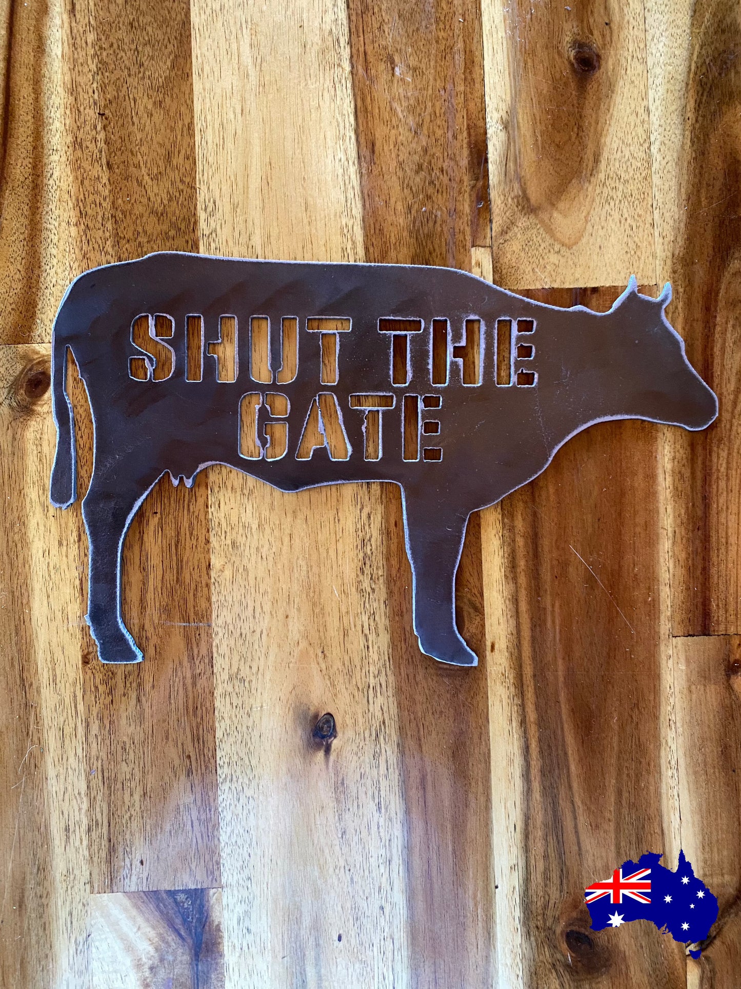 Cow Shut The Gate Steel Metal Sign - The Renmy Store Homewares & Gifts