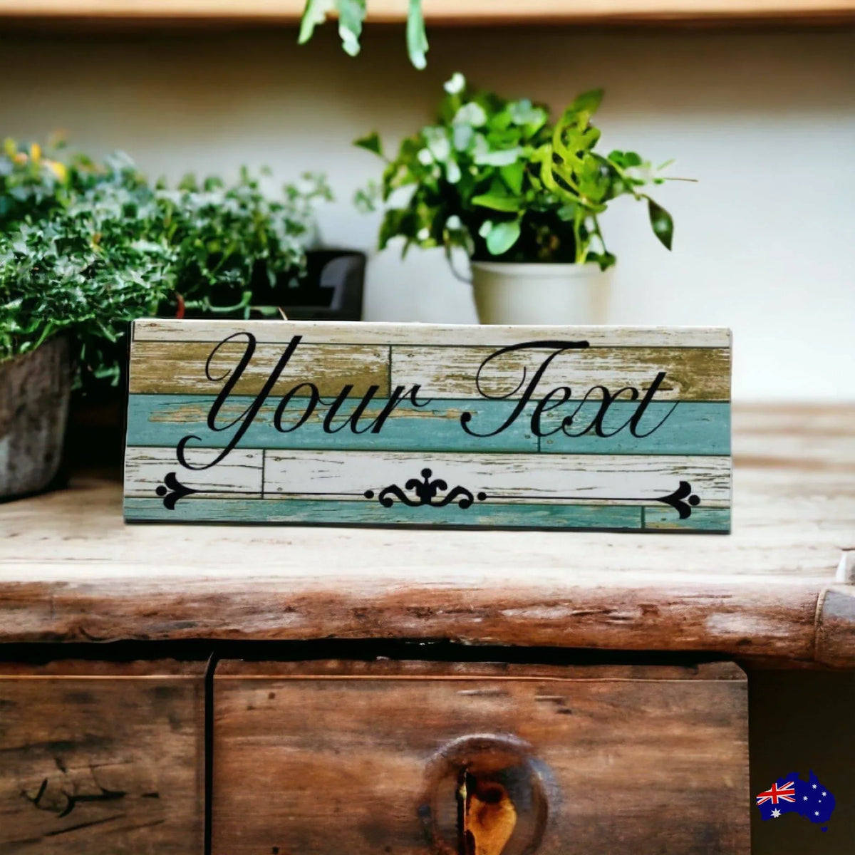 Custom Personalised Rustic Blue Sign - The Renmy Store Homewares & Gifts