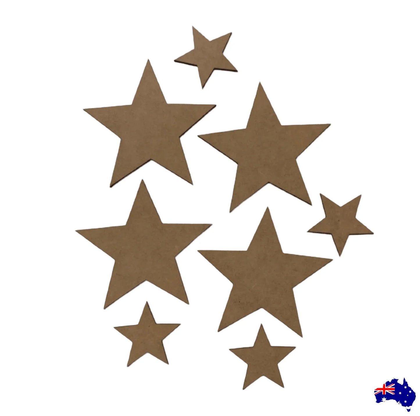 Star Stars Raw Wood MDF DIY Craft Set of 8 - The Renmy Store Homewares & Gifts