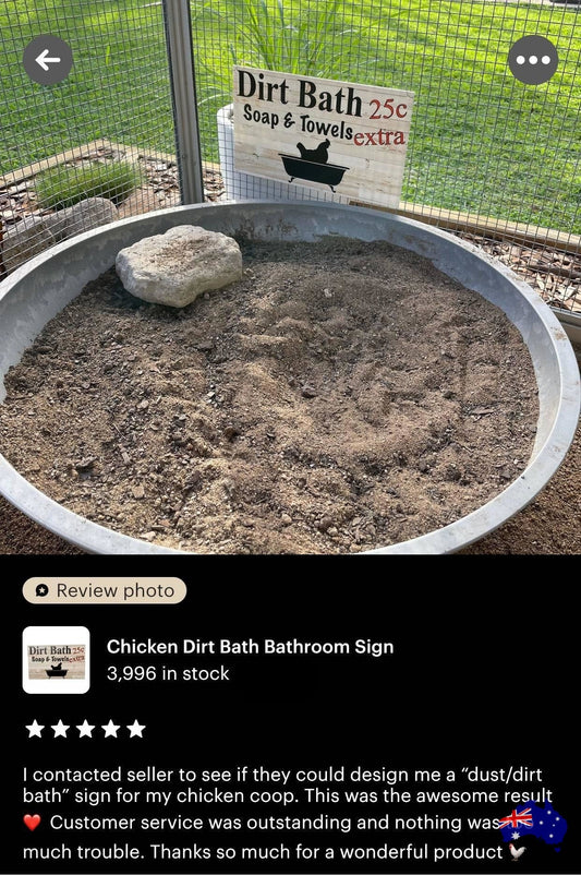 Chicken Dirt Bath Bathroom Sign - The Renmy Store Homewares & Gifts