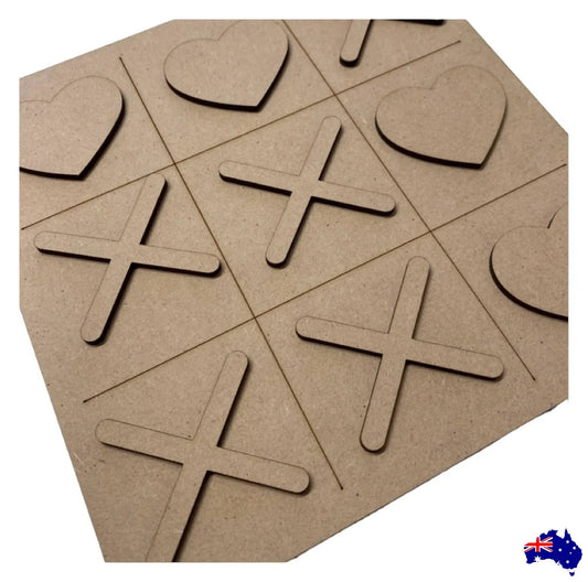 Tic Tac Toe Noughts Crosses Wood DIY Craft Hearts Kisses - The Renmy Store Homewares & Gifts