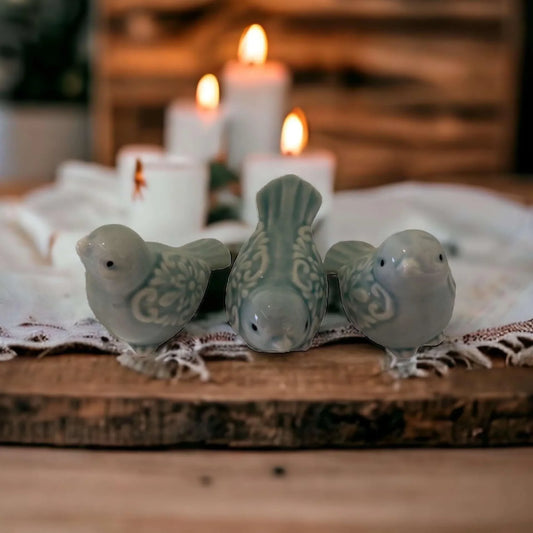 Bird Birds Light Blue Fancy Décor Set Of 3 - The Renmy Store Homewares & Gifts