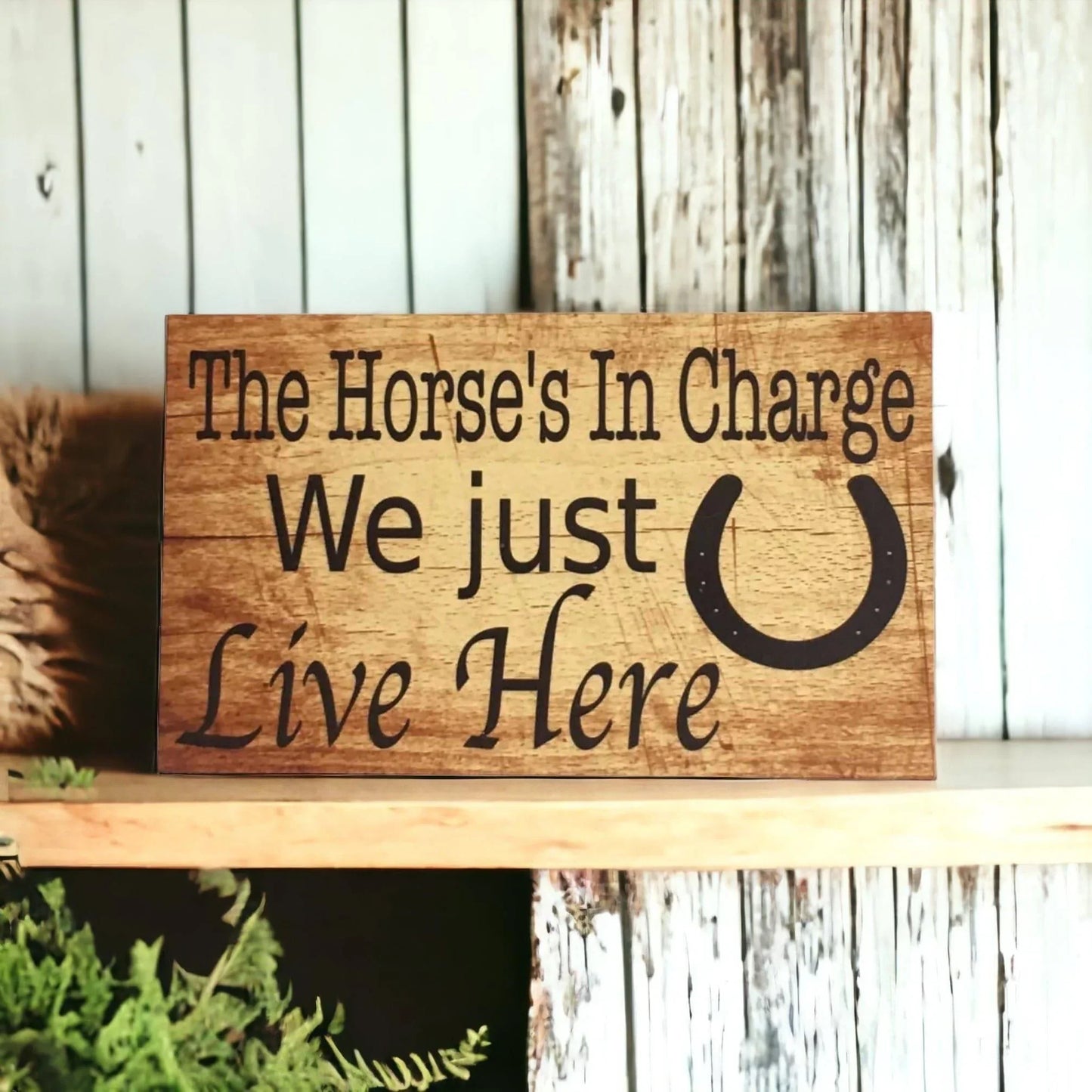 Horses In Charge We Just Live Here Horse Sign - The Renmy Store Homewares & Gifts