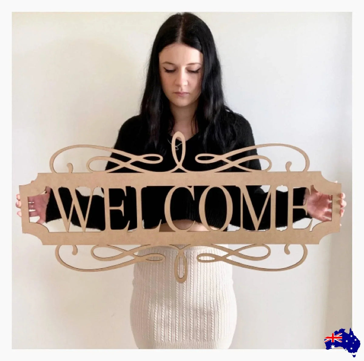 Welcome Wall Décor Wooden MDF Acrylic Metal Steel Laser Cut Sign - The Renmy Store Homewares & Gifts