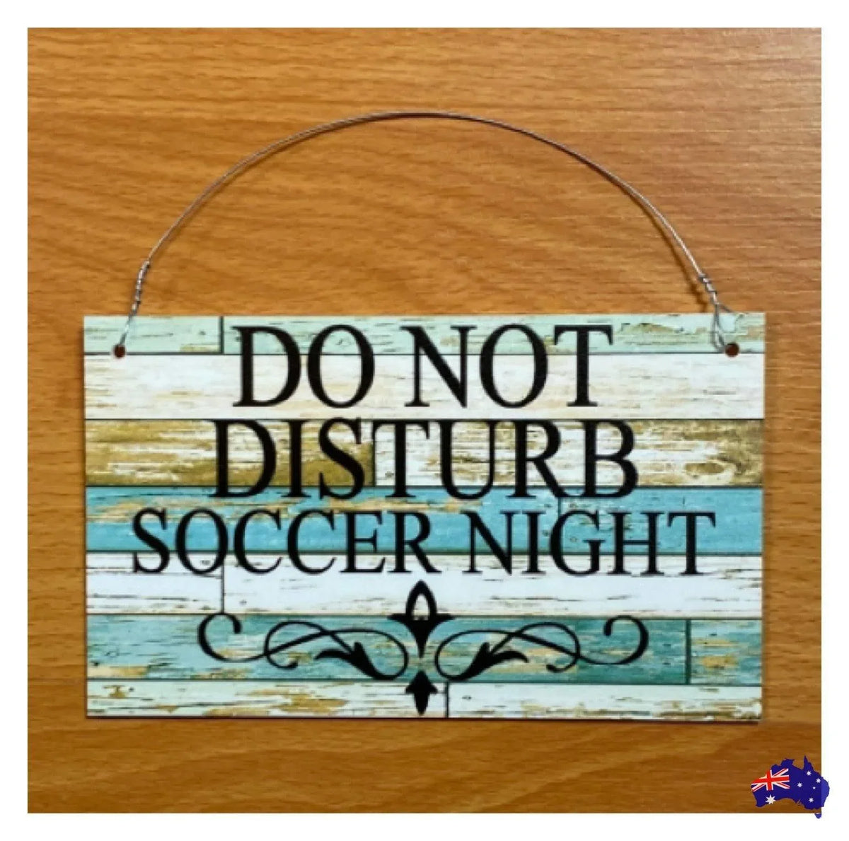 Custom Personalised Blue Timber Look Sign - The Renmy Store Homewares & Gifts