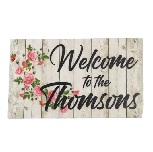 Welcome Custom Family Roses Sign - The Renmy Store Homewares & Gifts