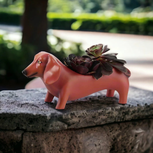 Dachshund Dog Tan Pot Planter Small - The Renmy Store Homewares & Gifts