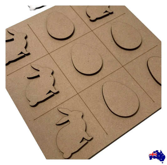 Tic Tac Toe Noughts Crosses Wood DIY Craft Rabbit Egg - The Renmy Store Homewares & Gifts