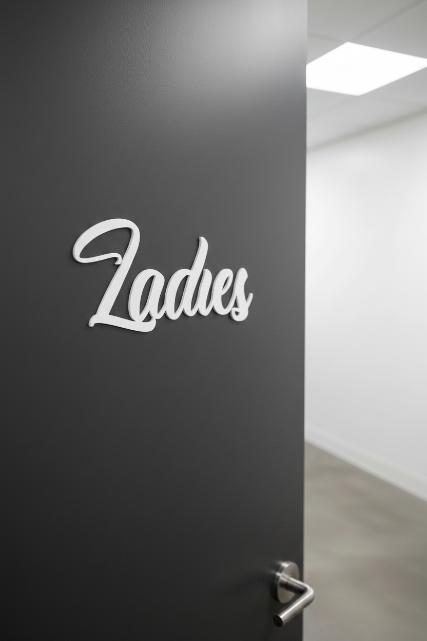 Ladies Sign White Modern Office Dark Door