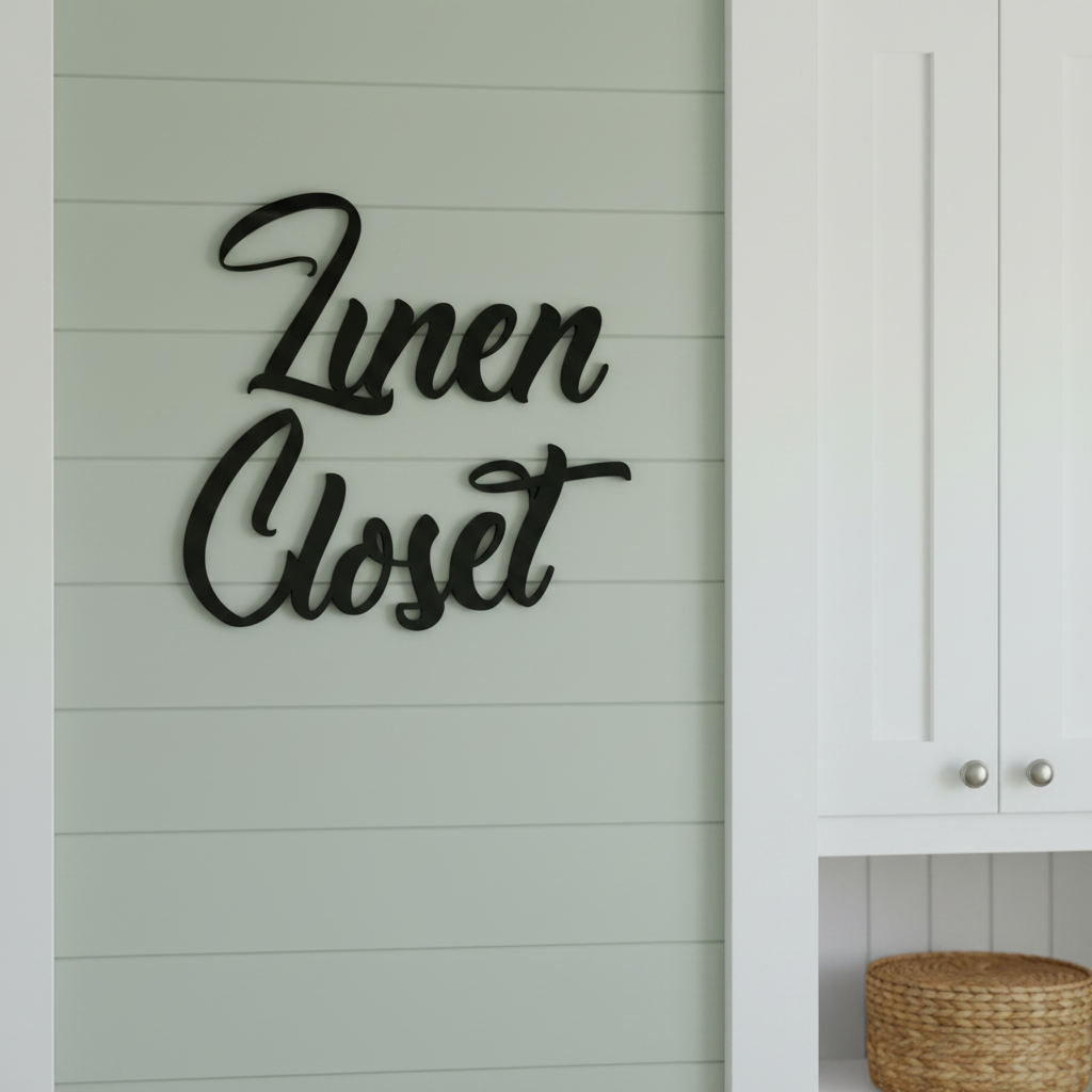 Linen Closet Sign Sage Green Shiplap Hamptons