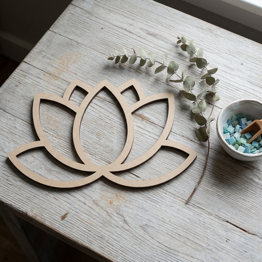 Openwork MDF lotus with cottage craft styling