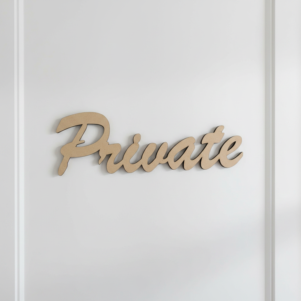Private MDF sign on door