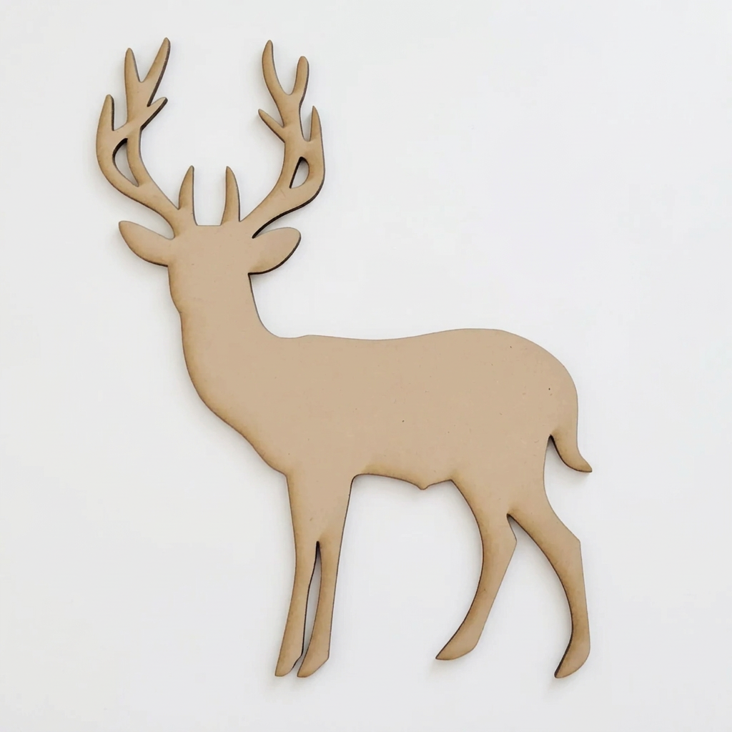 Raw MDF stag craft cutout on white