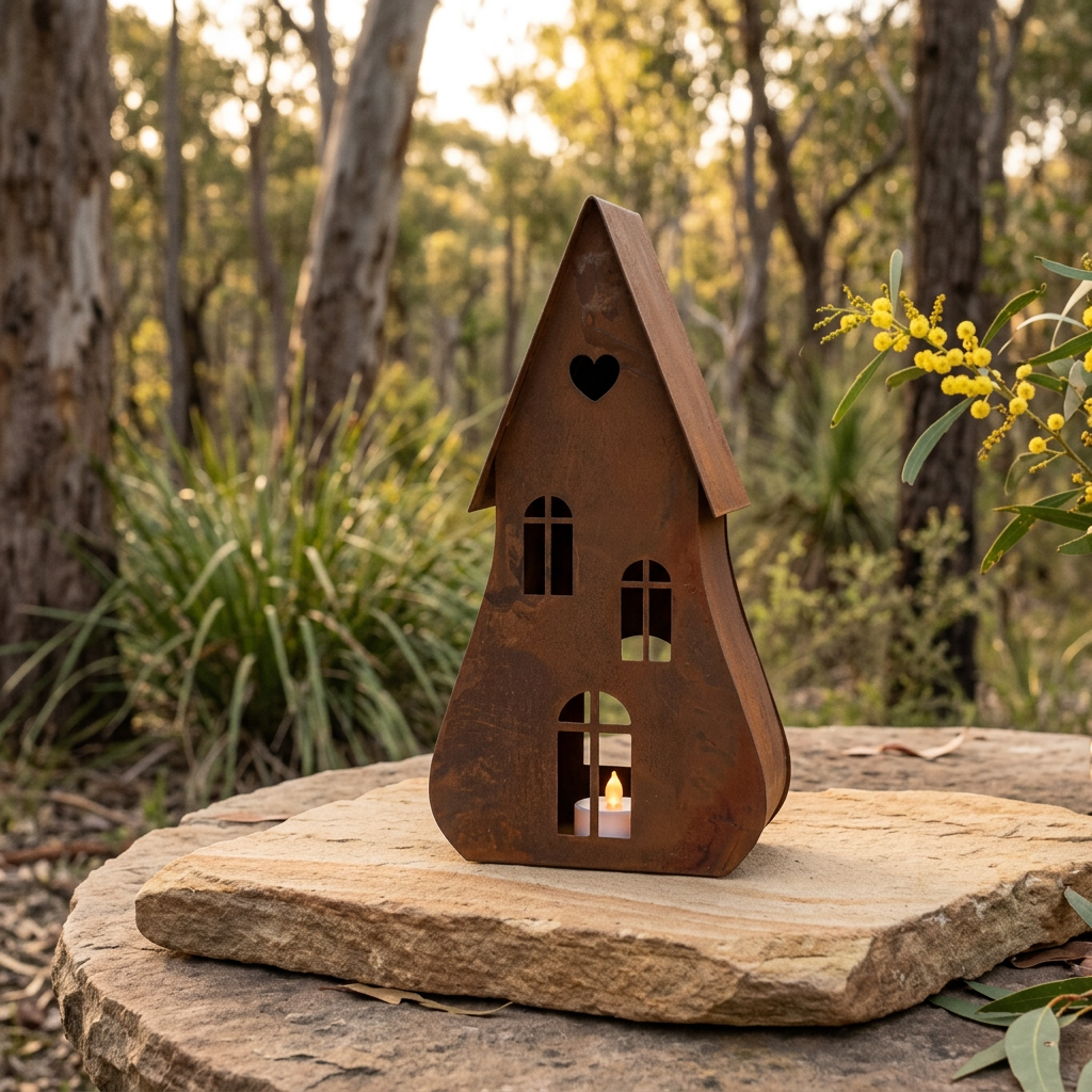 Rustic metal house in an Australian bush setting