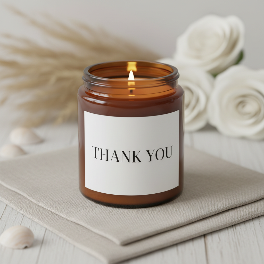 Single sticker on wedding candle