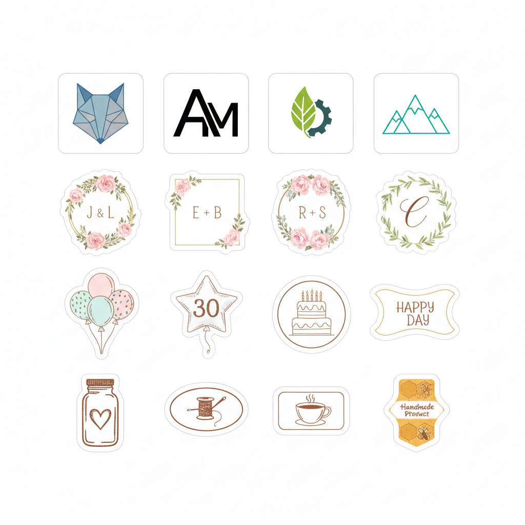 Straight-on mixed sticker catalogue