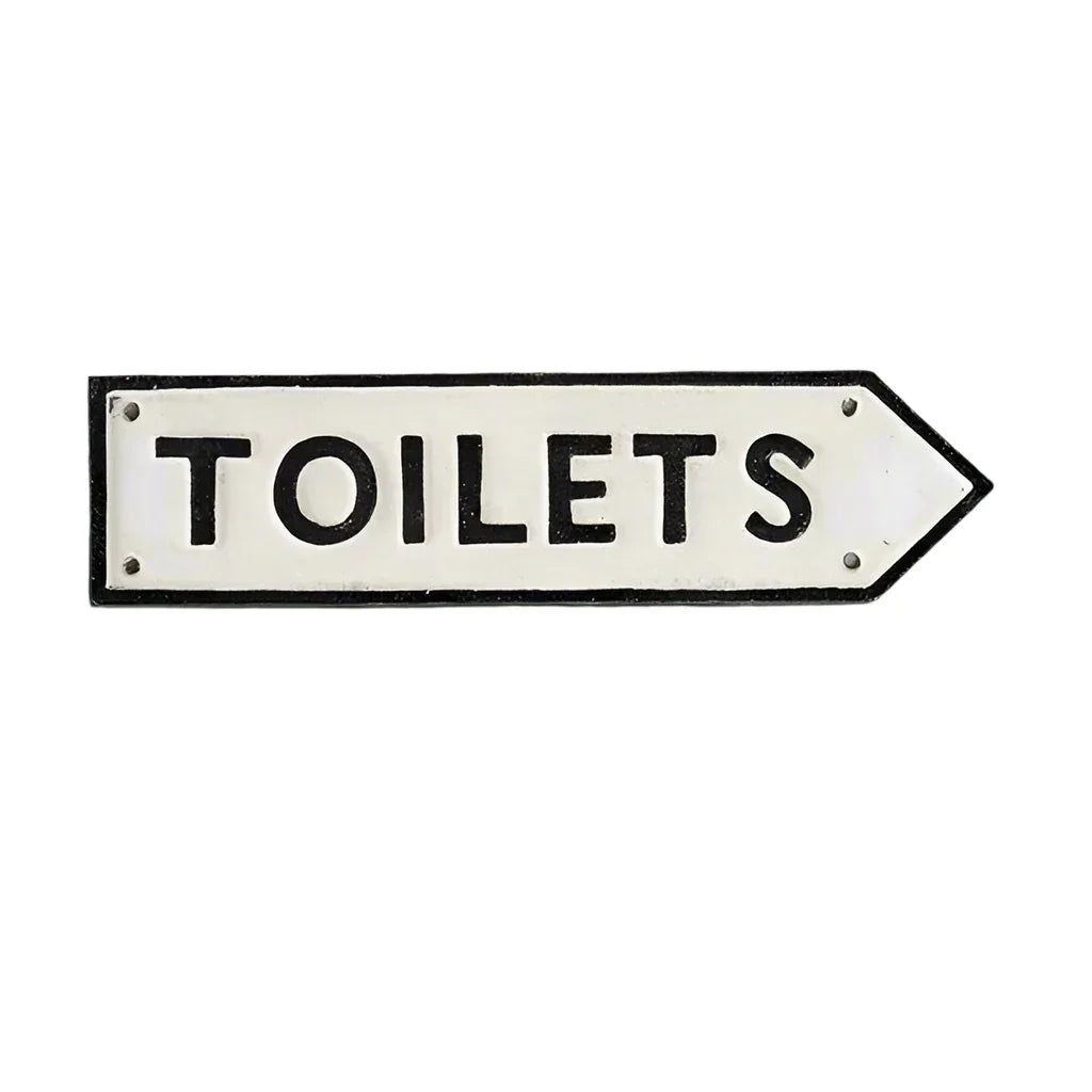 Cast Iron Toilet Sign Right Arrow 40cm | Rustic Bathroom Decor