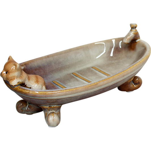 Cat Cats Unique Soap Dish Ceramic - The Renmy Store Homewares & Gifts 