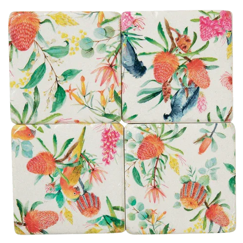 Coaster Set of 4 Native Protea - The Renmy Store Homewares & Gifts