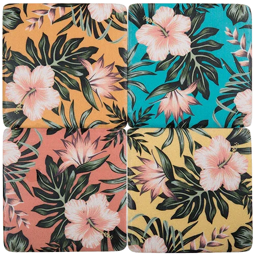 Tropical Hibiscus Flower Coaster Set of 4 - The Renmy Store Homewares & Gifts