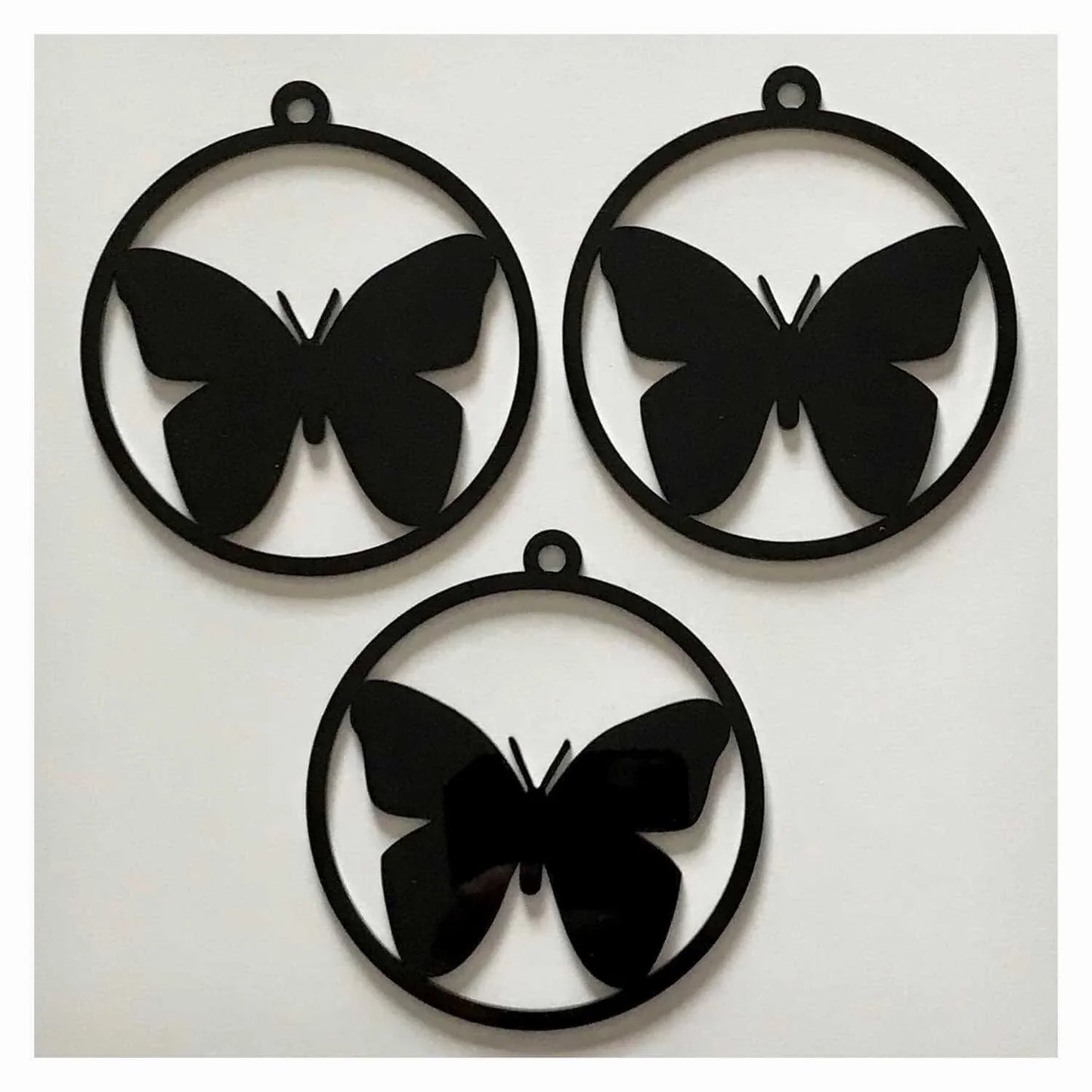 Butterfly Decoration Hanging Set Of 3 Black Plastic Acrylic Country Decor Garden - The Renmy Store Homewares & Gifts