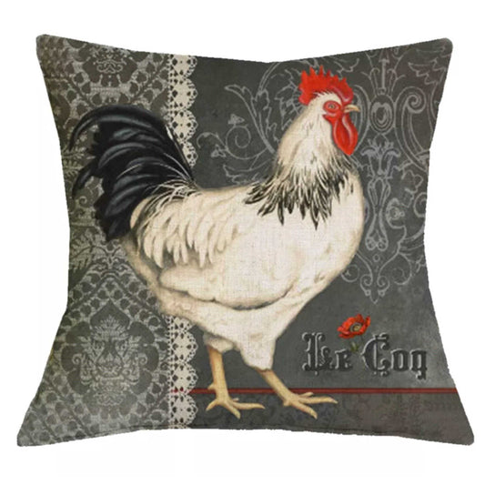 Cushion Pillow White French Le Cog Rooster