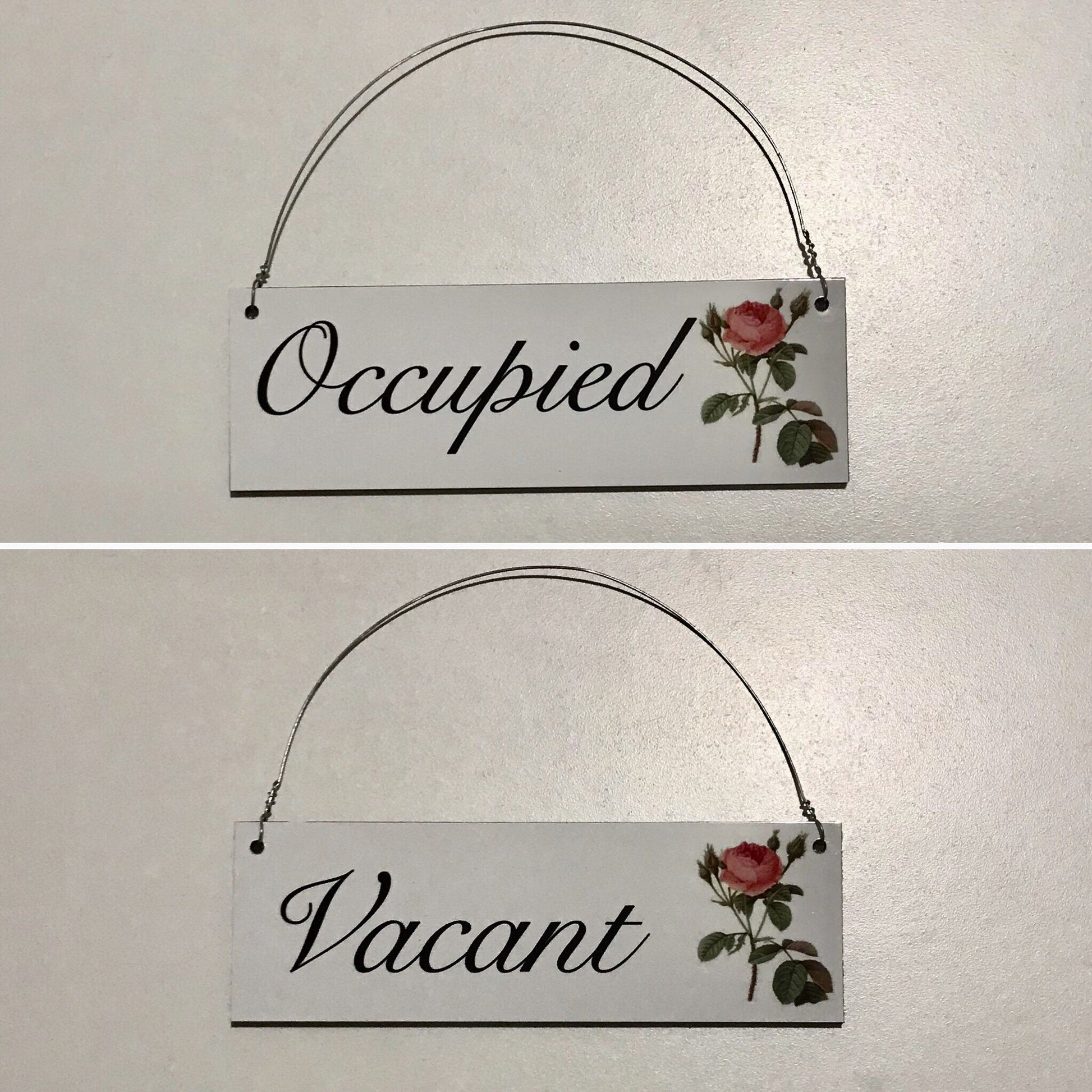 Vacant & Occupied Rose Toilet Bathroom Door Sign
