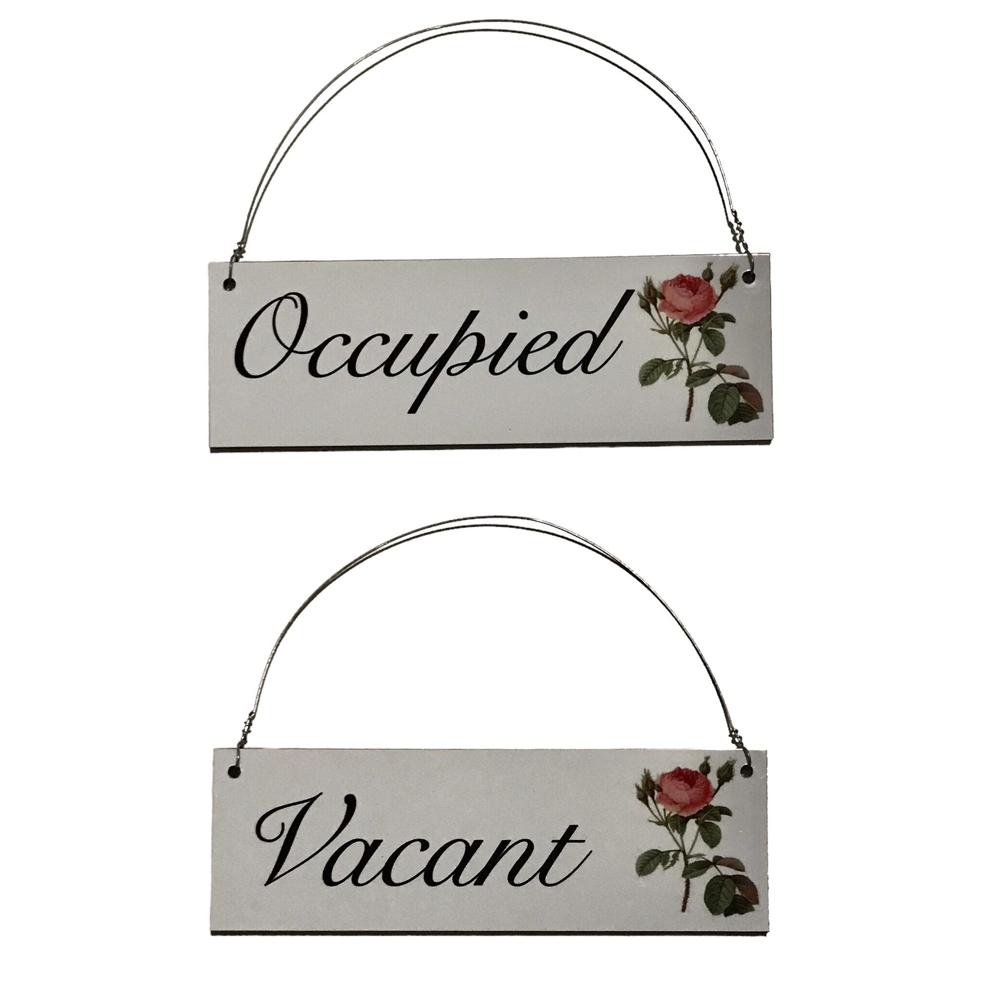 Vacant & Occupied Rose Toilet Bathroom Door Sign - The Renmy Store Homewares & Gifts 