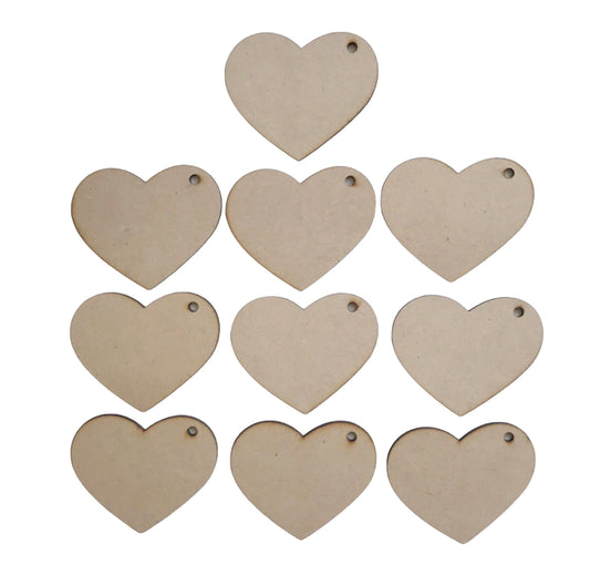 Tag Tags Heart Love Set of 10 Raw MDF Wooden DIY Craft - The Renmy Store Homewares & Gifts 