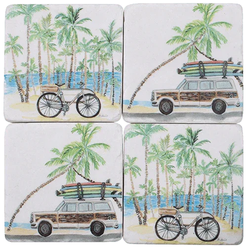 Coastal Beach Surf Coaster Set of 4 - The Renmy Store Homewares & Gifts