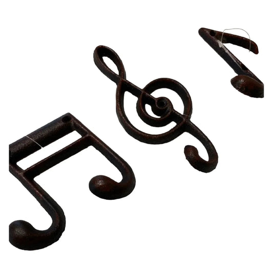 Hook Musical Music Notes Set of 3 Rustic Iron - The Renmy Store Homewares & Gifts