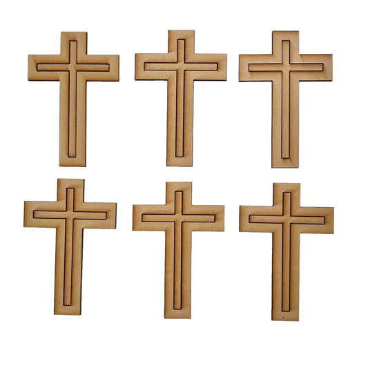 Cross Set of 6 MDF Shape DIY Raw Art Craft Décor - The Renmy Store Homewares & Gifts 