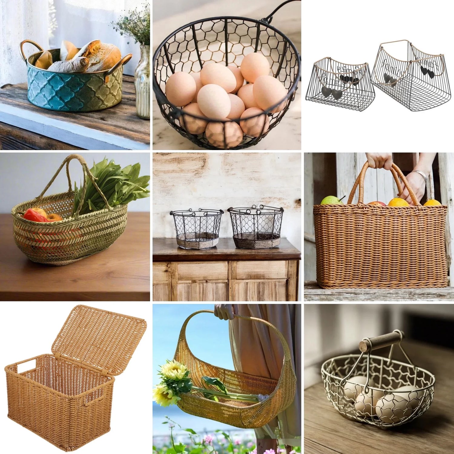 Baskets Storage Wicker Metal Bamboo Natural Storage