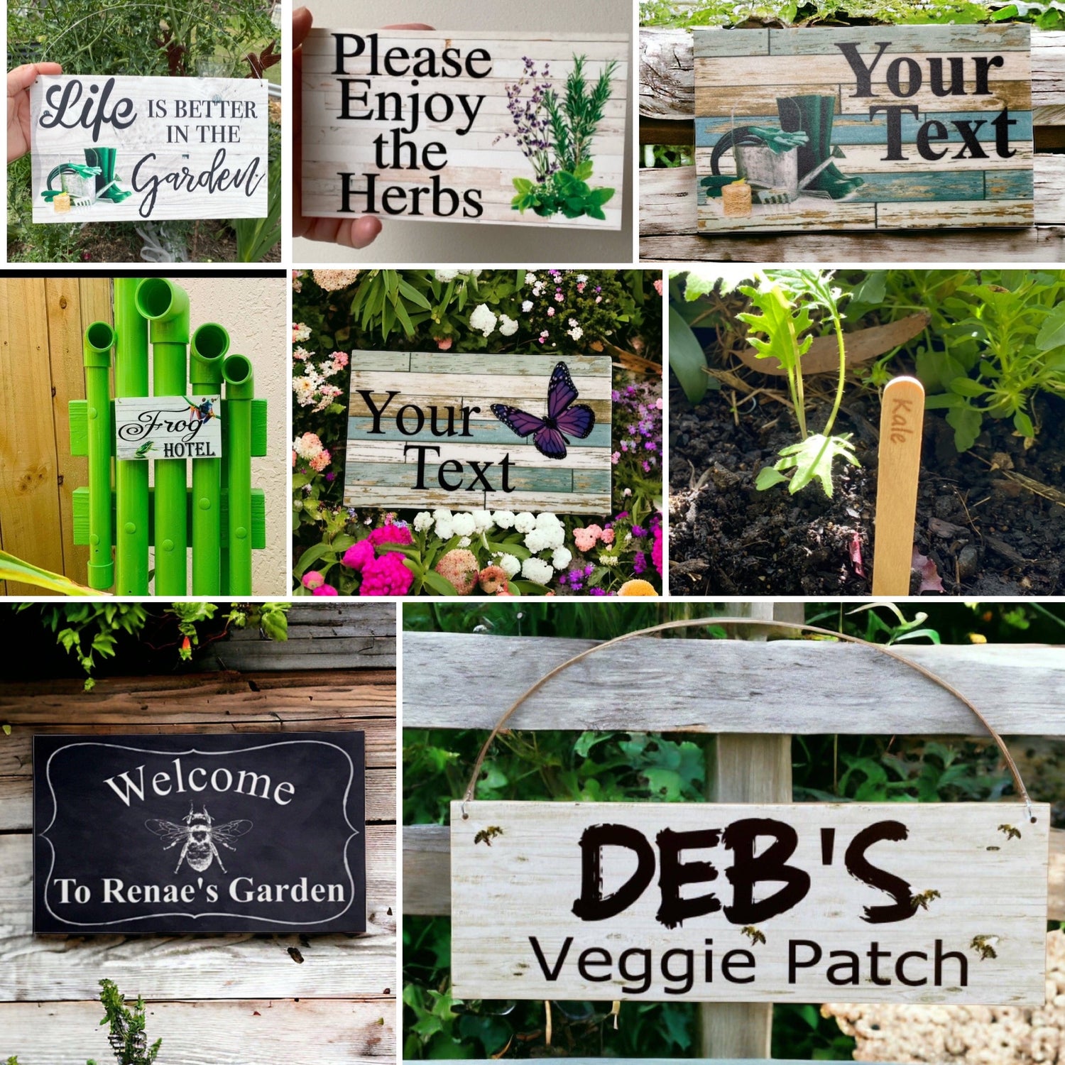 Veggie Patch Garden Signage Sign Labels Tools and Decor