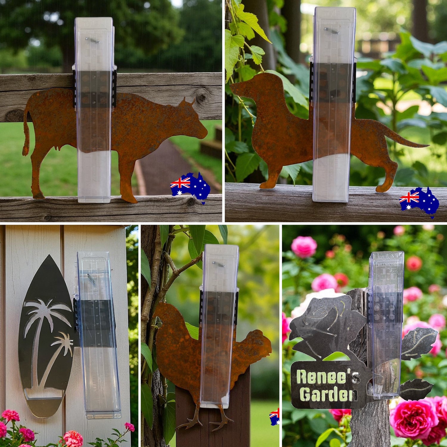 Rain Gauge for Walls or Stakes Aussie Made