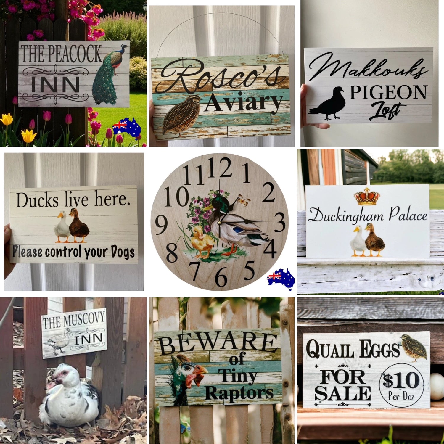 Shop All Things Duck Quail Geese and Poultry Signage Home Garden Decor - The Renmy Store Homewares & Gifts 