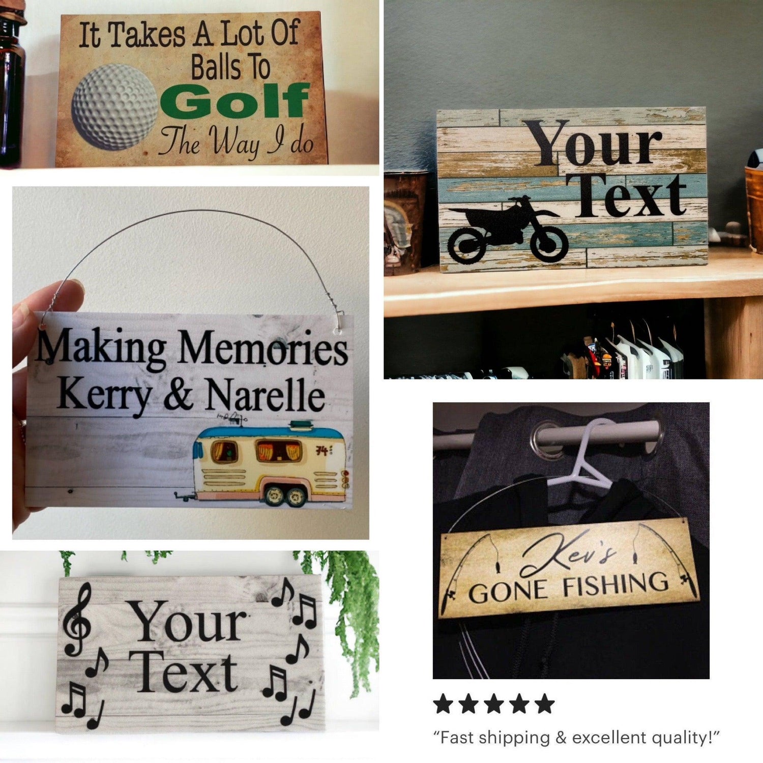 Shop Fishing Camping 4x4 Golf Hunting Music and Hobby Signs - The Renmy Store Homewares & Gifts 