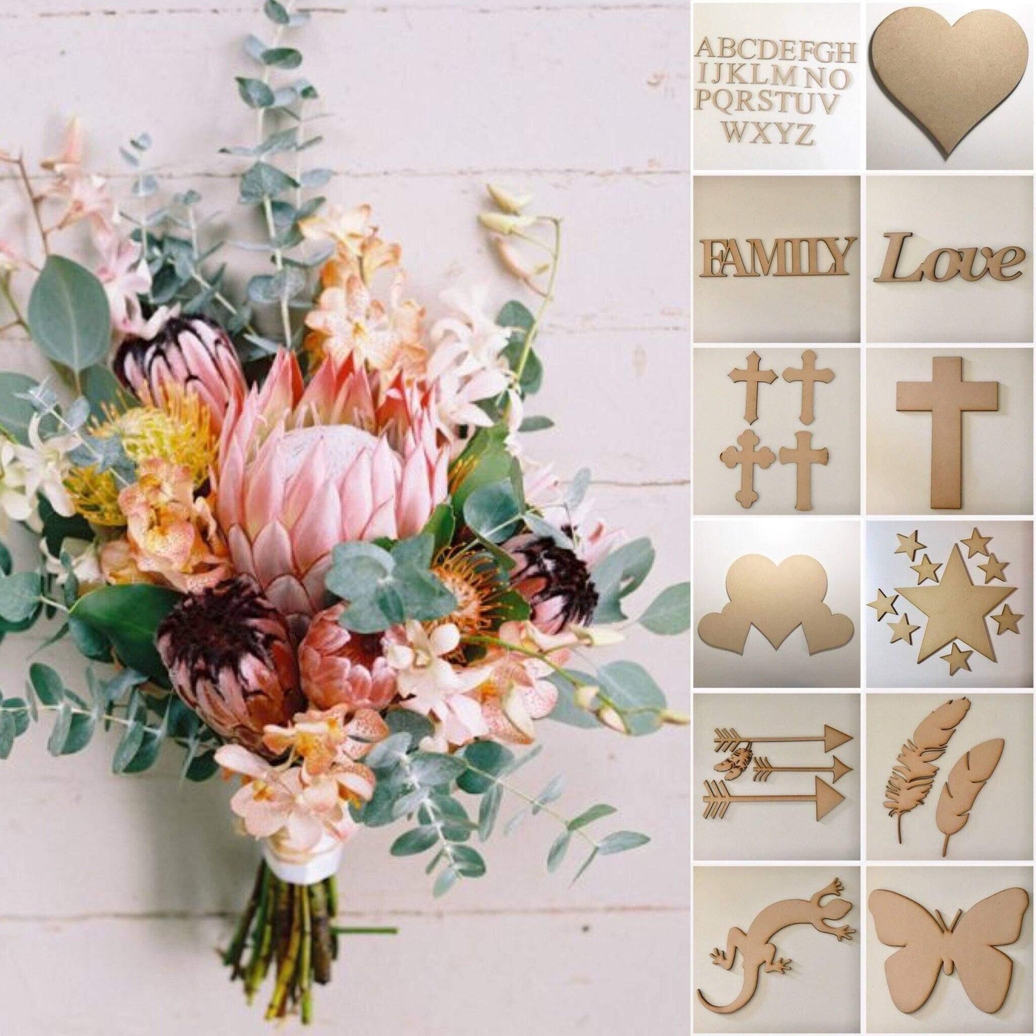 Wooden MDF Acrylic DIY Art Craft Cut Outs Shapes Words - The Renmy Store Homewares & Gifts 