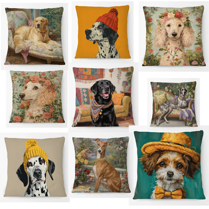 Dalmatian Labrador Whippet Poodle Maltese Golden Retriever Cushion Cover | 45cm | Dog Lover Gift